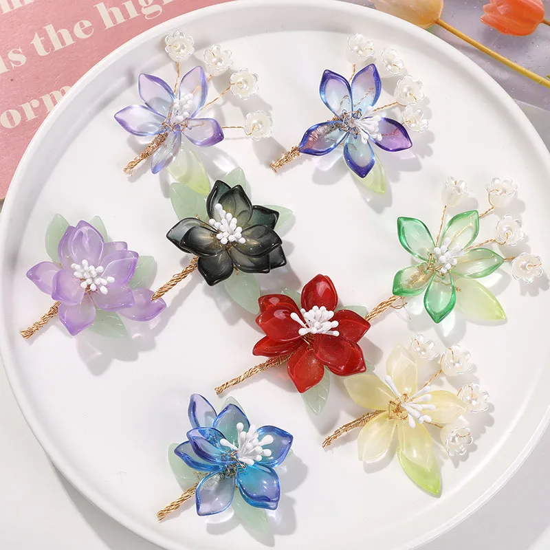 2pcs chams of antique style glass headwear fresh lilies of the valley DIY handmade woven hair clips hair accessories