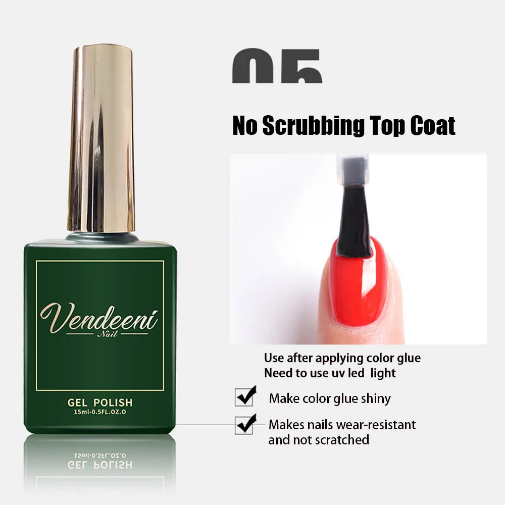 Vendeeni 15ml UV-Nagelkunst-Funktionsgel Nagellack Top Base Coat Matt Diamant Top Coat Verstärktes Gel Blossom Gel Folien-Gel – Detail 10