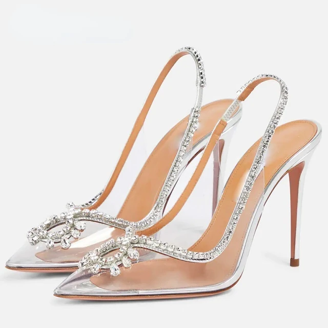 Transparent shiny tassel detail shops thin pump