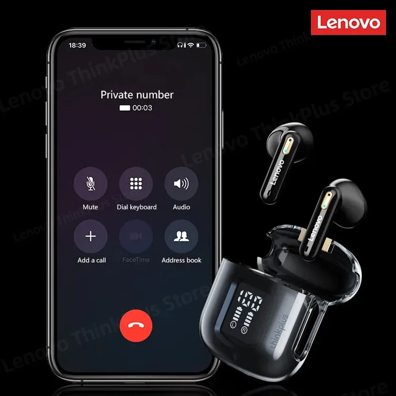 เดิม Lenovo LP6 Pro TWS หูฟังบลูทูธ Semi-in-ear HIFl หูฟัง 18 h อายุการใช้งานแบตเตอรี่ยาวนานแบตเตอรี่ดิจิตอลจอแสดงผลหูฟัง