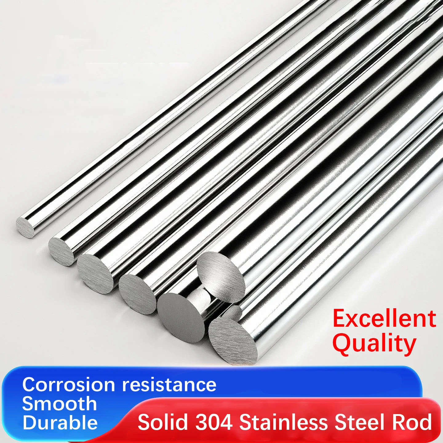 1-50pcs 304 Stainless Steel Solid Round Bar, Bright Ground Straight Rod, Precision Polished Cuttable for Industrial & DIY Use