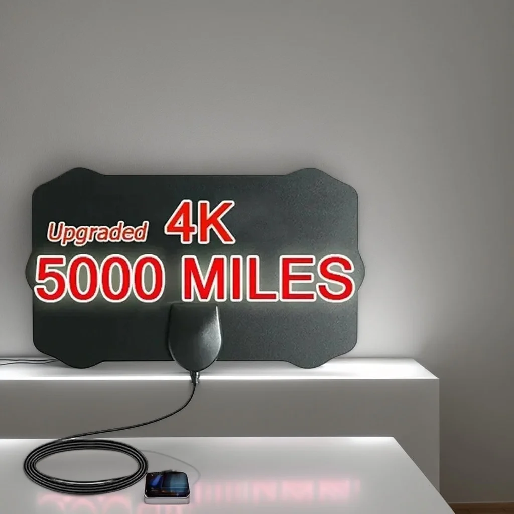 

4K High Gain HD TV Antenna - 5000 Mile Booster Active Indoor Aerial (EU Plug)