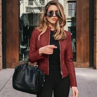 2025 Women Bike Coat PU Leather Outwear Zipper Outfit Autumn Winter Wome Fashion Short Thin Female Jacket 4