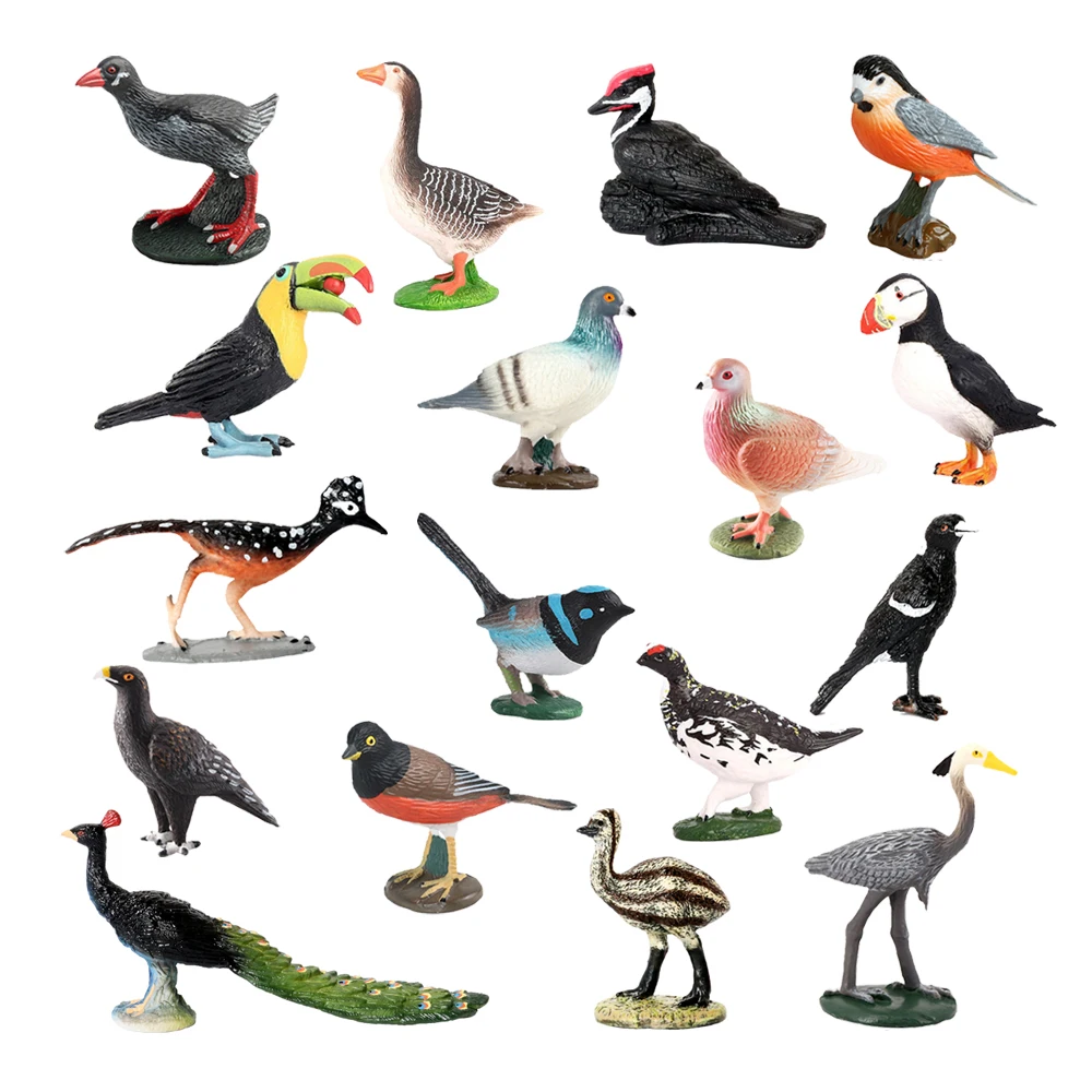 Bird Figure Toy Owl Flamingo Turkey Toucan Seahawk Forest Jungle Animal Figurines Action Figures Plastic Animals Children Toys