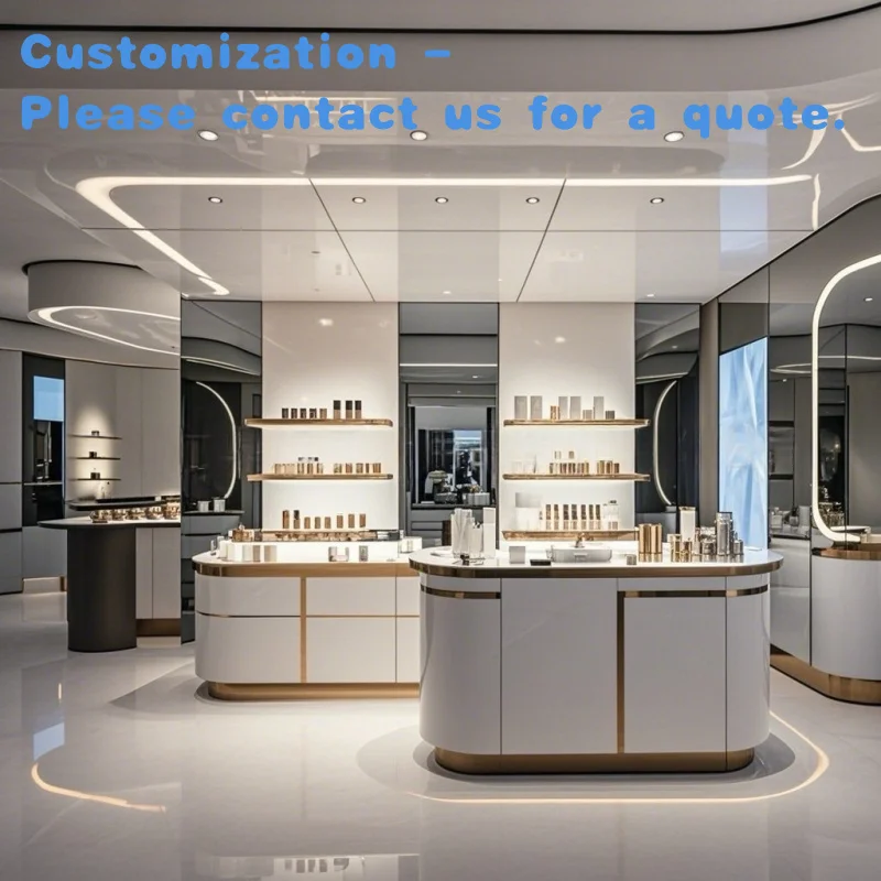 custom.Modern Cosmetic Display Cabinet Whole Store Exhibition Hall Use Wooden Painted Wall-Mounted Assembled Customizable Ma
