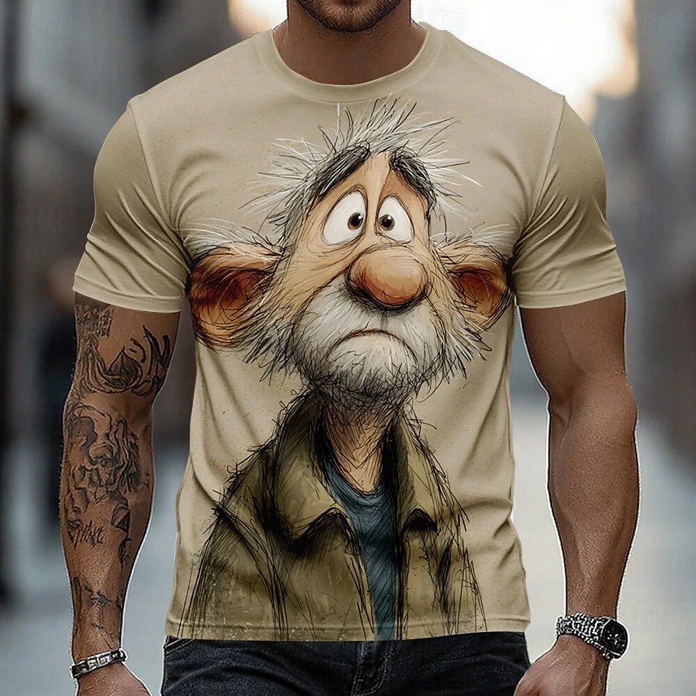 Funny Cartoon Character 3D Print Men's T Shirt Casual O-neck Loose Short Sleeve Tops Hip Hop Trend Street Tees Summer T-shirts