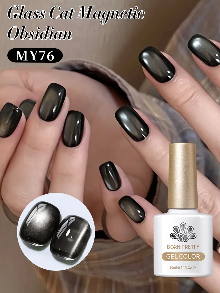 

BORN PRETTY 10ml 2 Colors Black Pearl Cat Magnetic Nail Gel PolishSet Semi Permanent Nail Art Soaking UV LED Nail Salon DIY