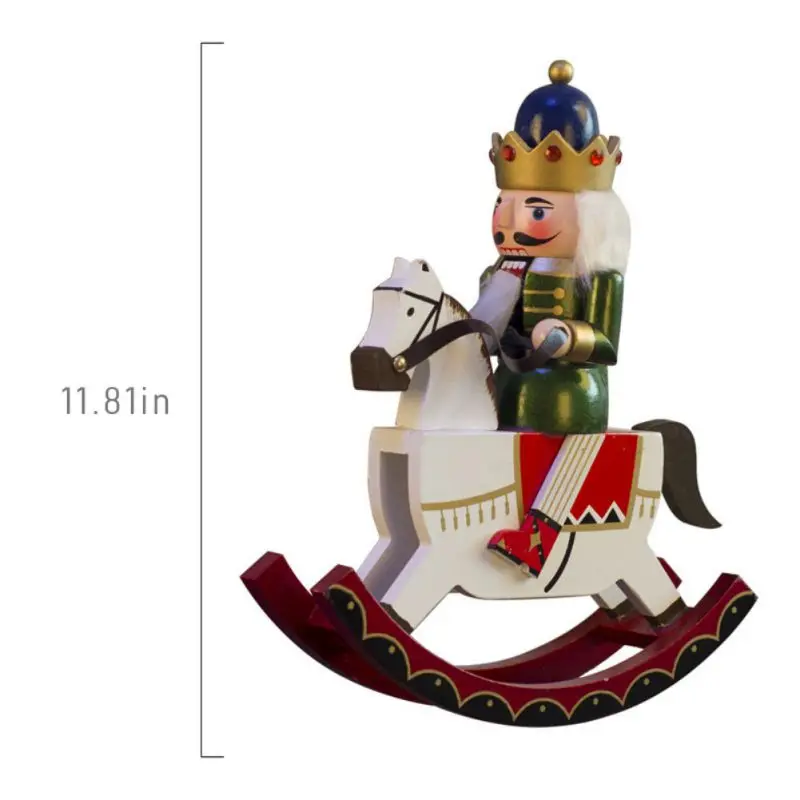 Christmas Wooden Doll Decoration Handmade Christmas Nutcracker Doll Riding Horse Ornaments Creative Christmas Gift Desktop Decor