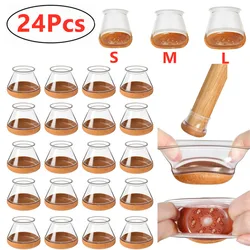 24pcs Chair Leg Caps Floor Protector Pads for Silicone Furniture Leg Mute Transparent Leg Protectors Cap Floor Scratch Resistant