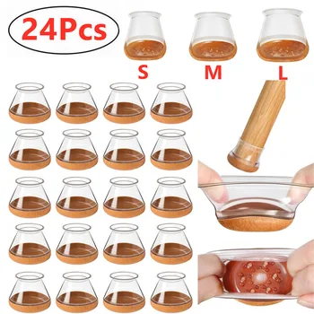 24 pièces couvre-pieds de chaise coussinets de protection de...