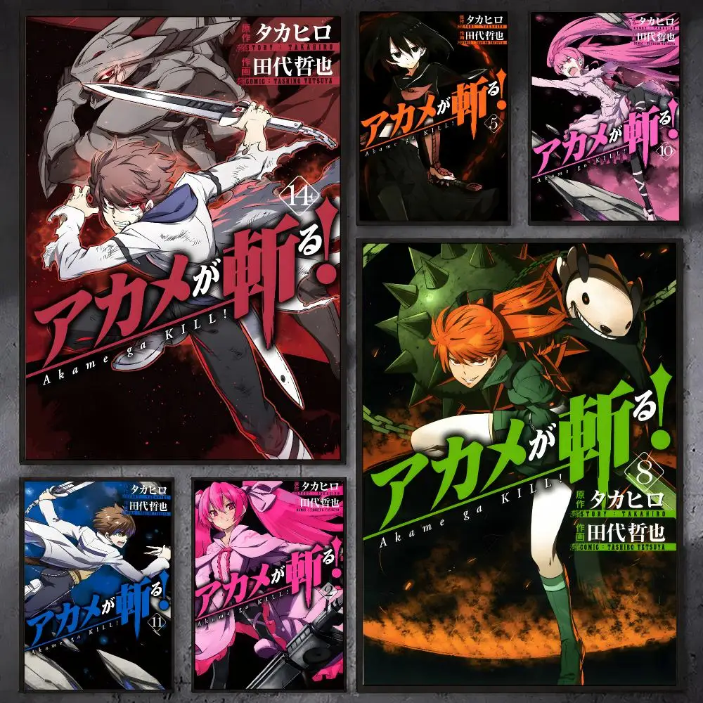 Anime A-Akame Ga Kill Poster Waterproof Sticky Wall Art Print For Bedroom Living Room Hallway Bar Home Decor
