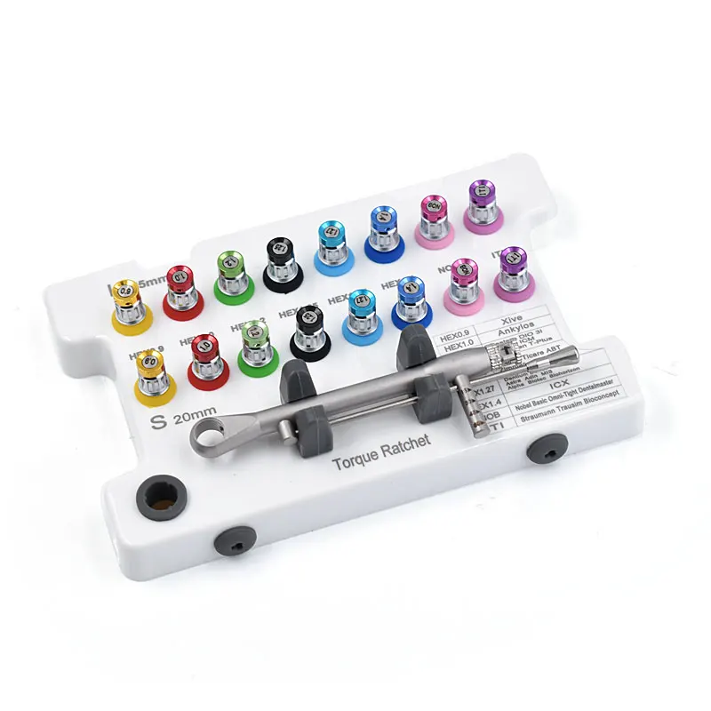 

Upgrade Dental Universal Implant Torque Wrench Screwdriver Prosthetic Kit Ratchet Drivers 10-70NCM Implant Tools