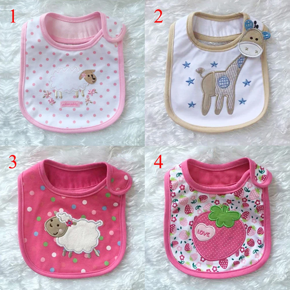 

Cotton Waterproof For Baby Infants Soft Absorbent Drool Bibs Bandana Teething Bibs Cartoon Design Beige Giraffe Pattern