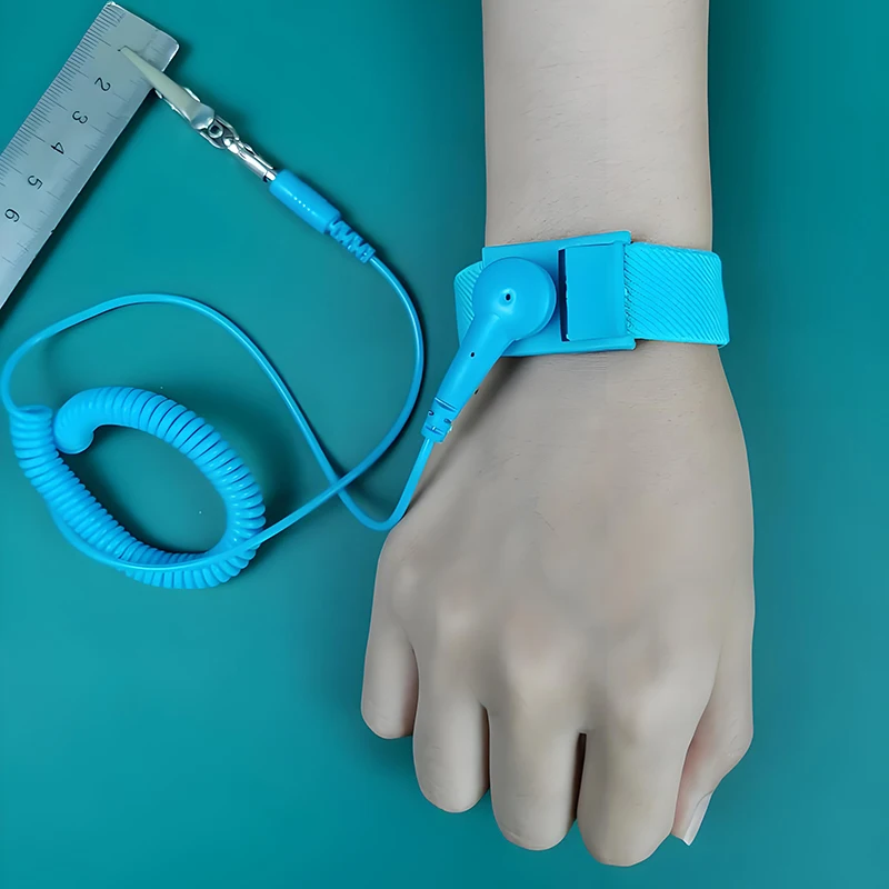 أساور حزام معصم مرنة مضادة للكهرباء الساكنة قابلة للتعديل للاستخدام الصناعي وسلك معصم ESD