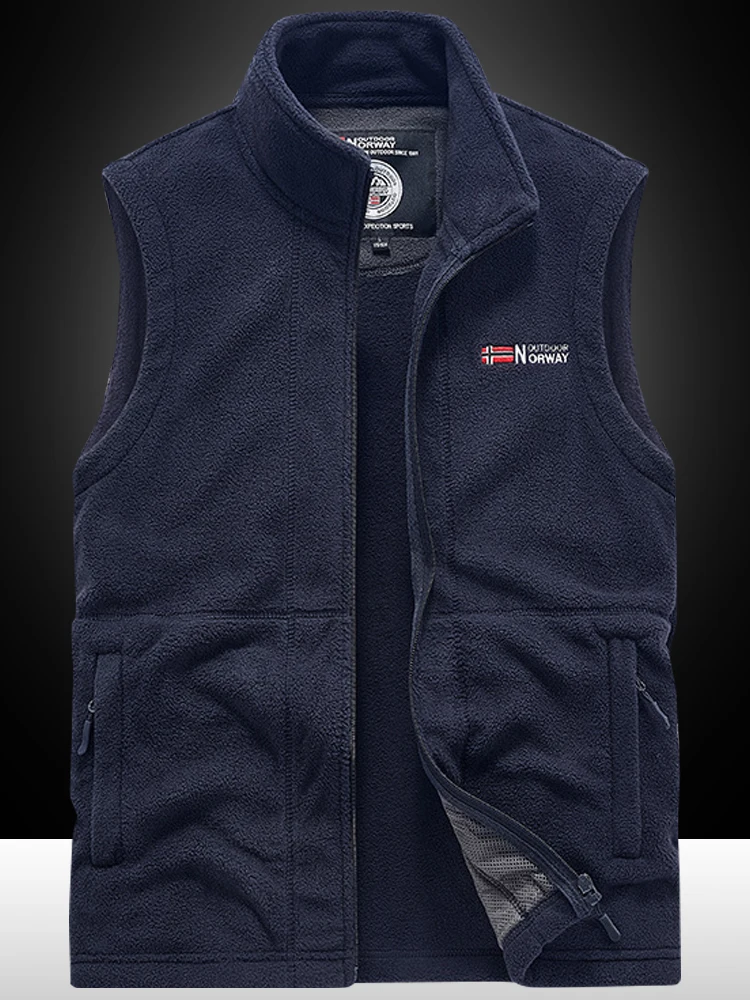 

Мужской жилет на флисовой подкладке, осенне-зимний, повседневный, с воротником-стойкой, теплый, свободного кроя, из полиэфирного волокна, модный, городской стиль