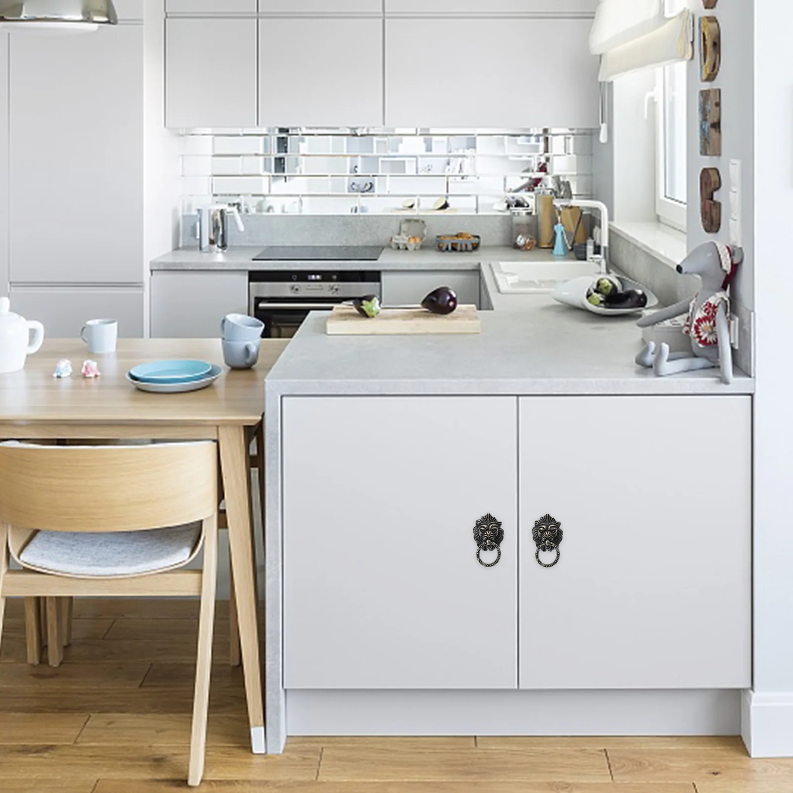 

4Pcs Lion Head Pull Handles Traditional Chinese Style Drawer Cabinet Wardrobe Furniture Pull Knobs Rust Resistant Zinc