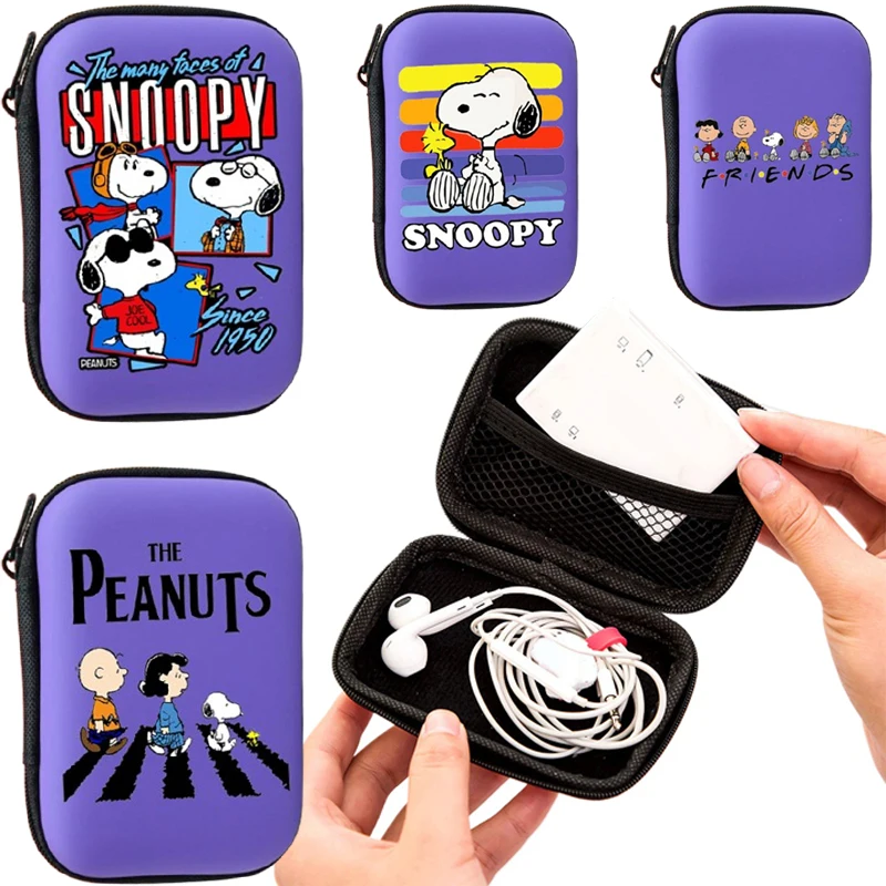 

Snoopy Travel Storage Bag Anime Portable Hard Disk Data Cable Headphone Storage Pocket Pouch Cartoon Zipper Bag Coin Purse Gifts