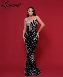 3D Leaf Arabic Designer Black Celebrity Dresses Mermaid Crystals Beaded Women Evening Gowns Robes De Soirée Prom Party Dress