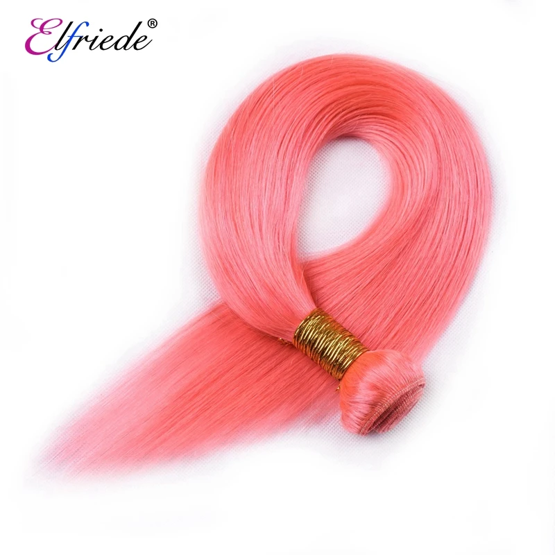 Elfriede Pink Straight Colored Human Hair Bundles 100% Human Hair Extensions Brazilian Remy 3/4 Bundles Deals Human Hair Wefts