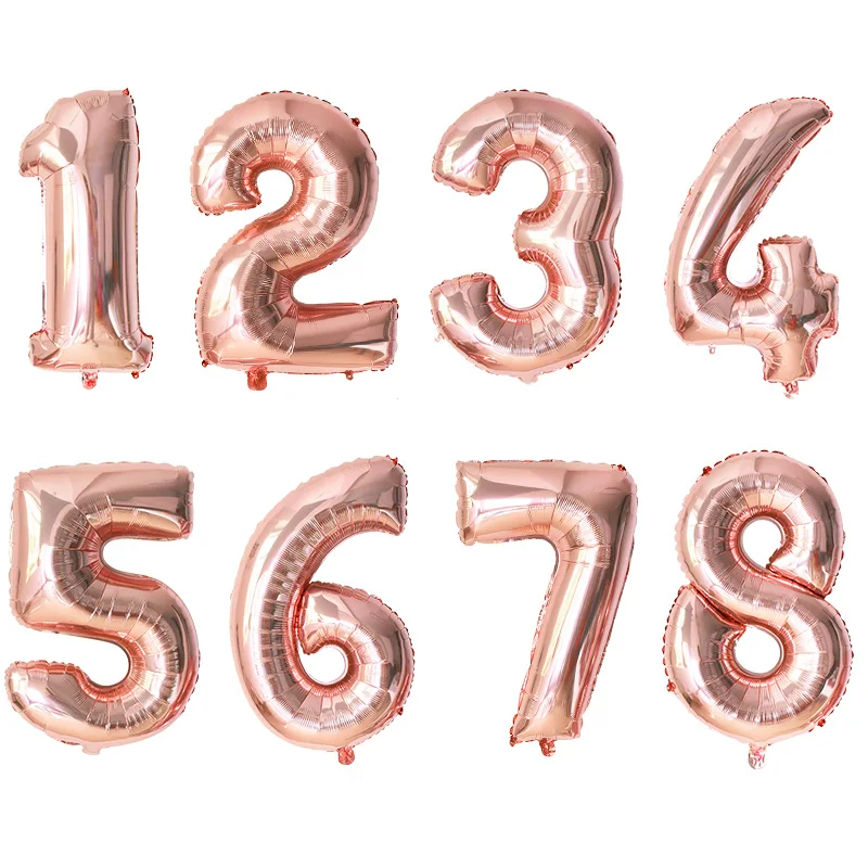 33Pcs Mermaid Tail Balloons Rose Gold 0-9 Number Foil Balloon Kids Girl Little Mermaid Birthday Party Decoration Baby Shower