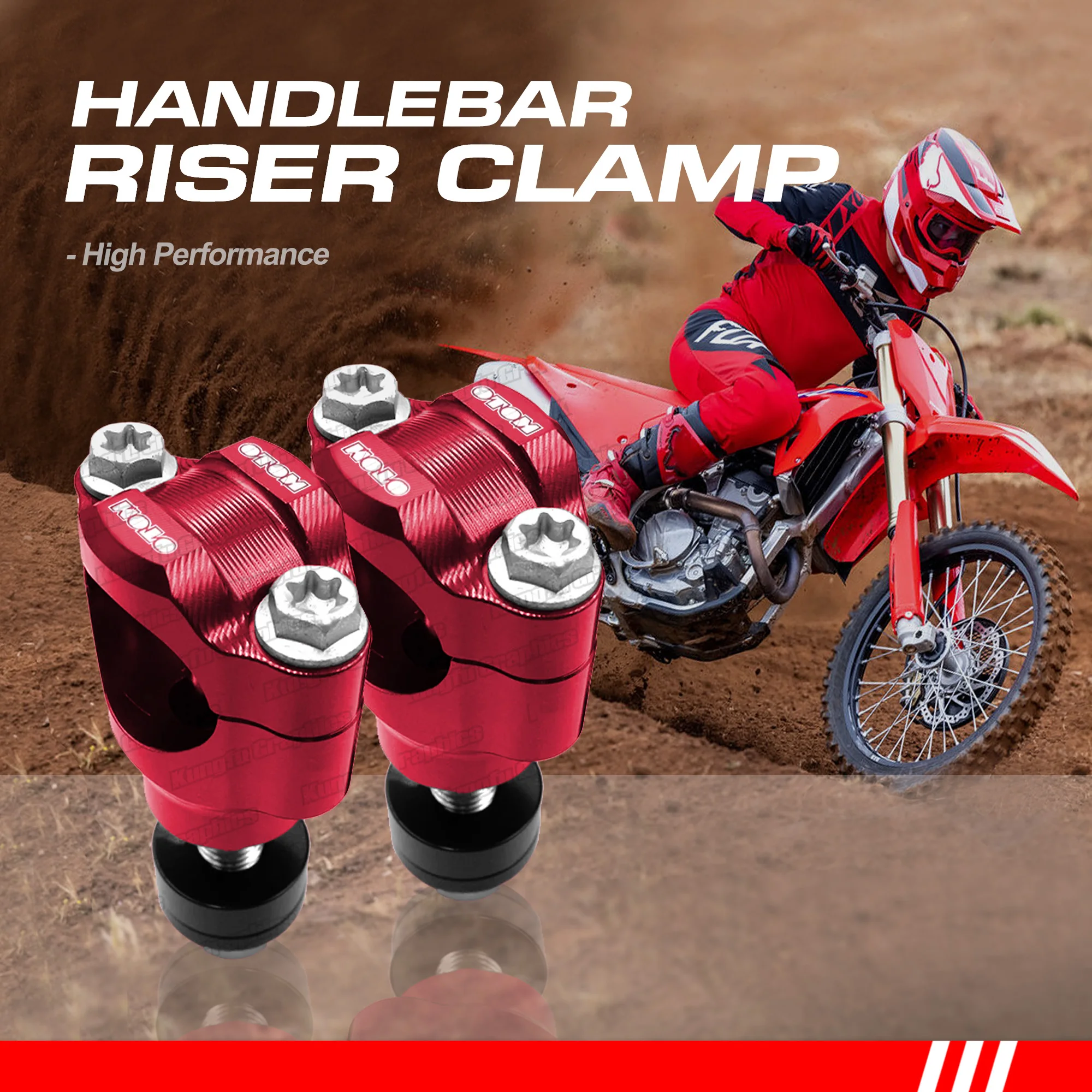 

28mm Motorcycle Handlebar Risers Clamp Handle Bar Adaptor Heightening for Sportbike Scooter Dirtbike CR CRF Universal, Red
