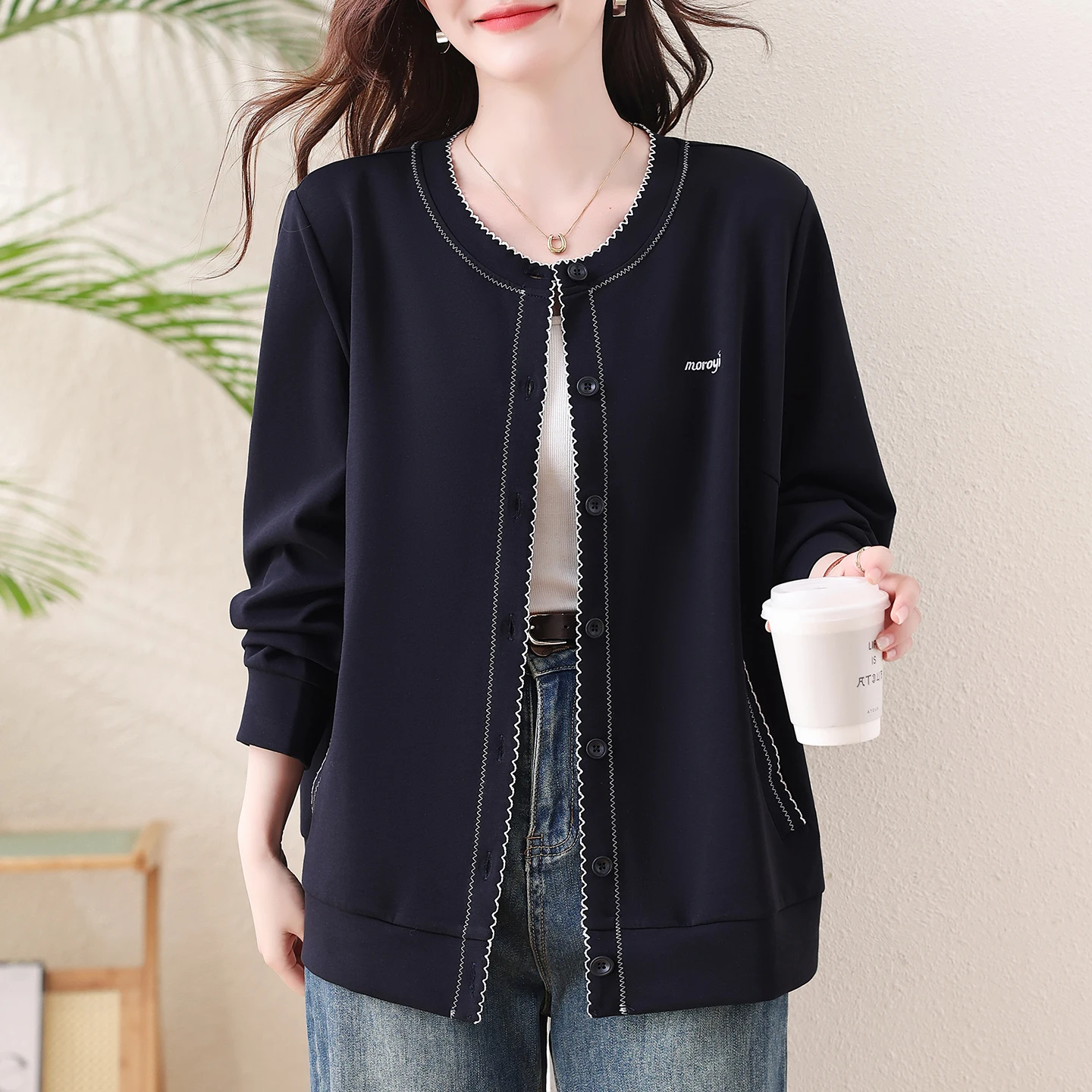 Korean Style plus Size Women's Sweatshirt Jacket Loose Casual Baseball Fashion Top Ladies Short Outerwear Commute Style