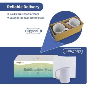 HTVRONT 6/12 balení 11OZ sublimační hrnky prázdná sada klasických hrnků na pití s uchy na latte hrnek na sublimační papír 8 nejlepší prodej velkoobchodní sublimační hrnky - №3