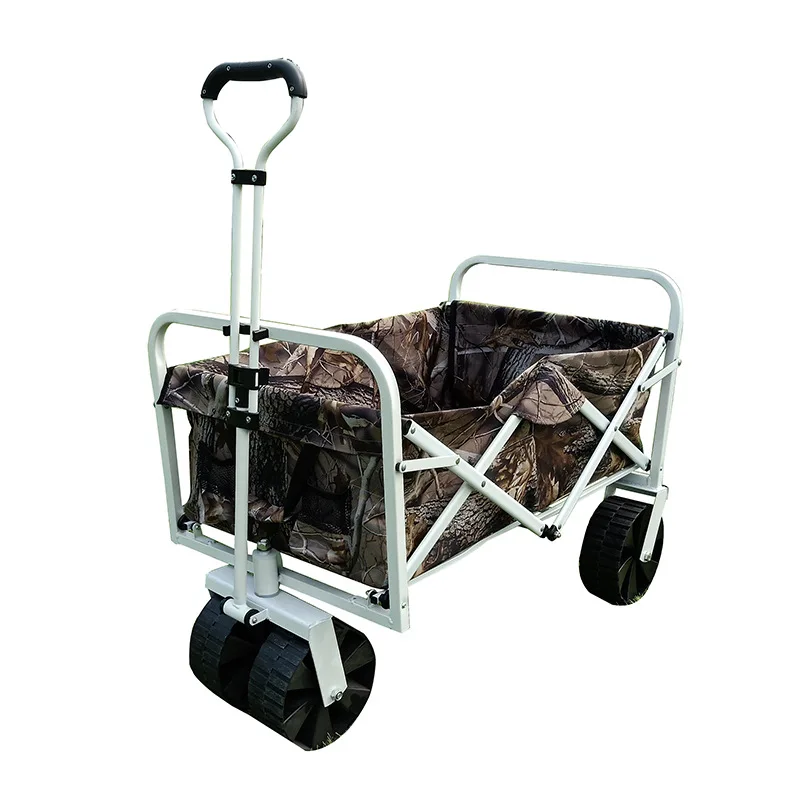 

Folding cloth pocket cart four-way campground trailer fishing barbecue pole beach shopping gathering outing storage