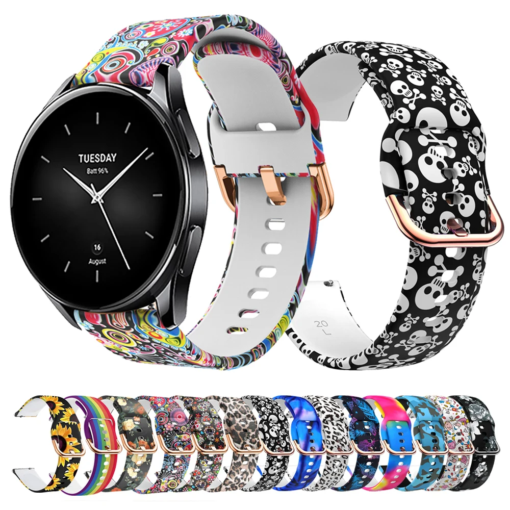 20 22mm Graffiti Band For Xiaomi Watch S1 Pro/S2 Mi Watch Color 2 Wrist Strap For Amazfit GTR 4/3 Pro 2e Soft Silicone Bracelet