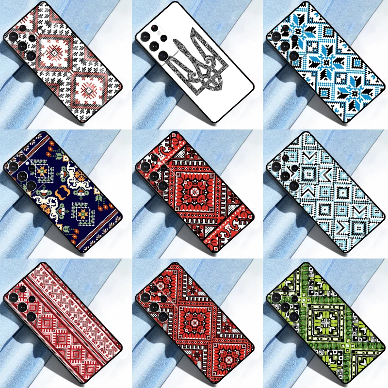 Ukraine Ornament Pattern Case For Samsung Galaxy S23 S22 Ultra S8 S9 S10 Plus Note 10 20 Ultra S21 S20 FE Phone Shell