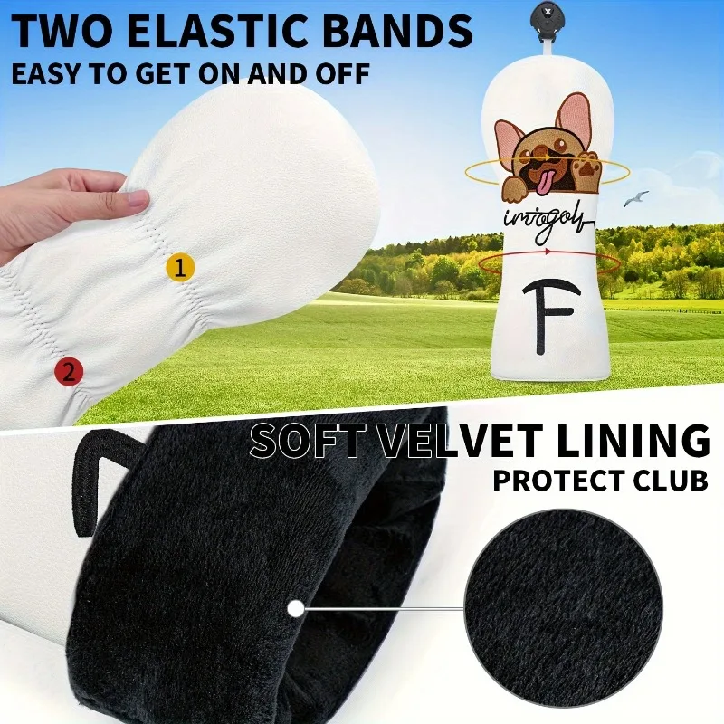 قطعة واحدة من غطاء رأس الجولف - تصميم نمط جرو لطيف مع حروف "Integol"، غطاء نادي الجولف المتين، حماية رأس الكرة ﻿