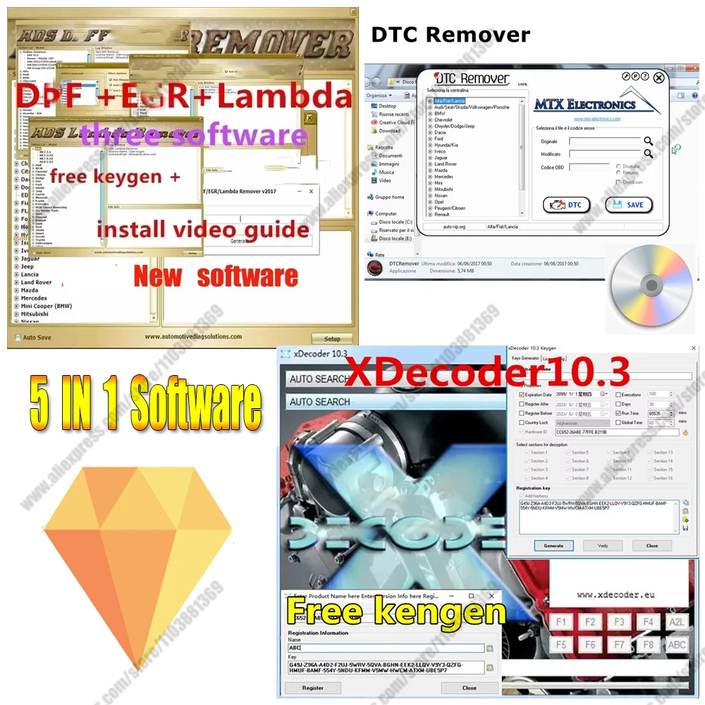 

Accesorios XDecoder 10.3 with Keygen DTC Remover DTC OFF Delete Software Disable Error off+D-P-F+E-G-R Lambda Full 2017.5 Versio