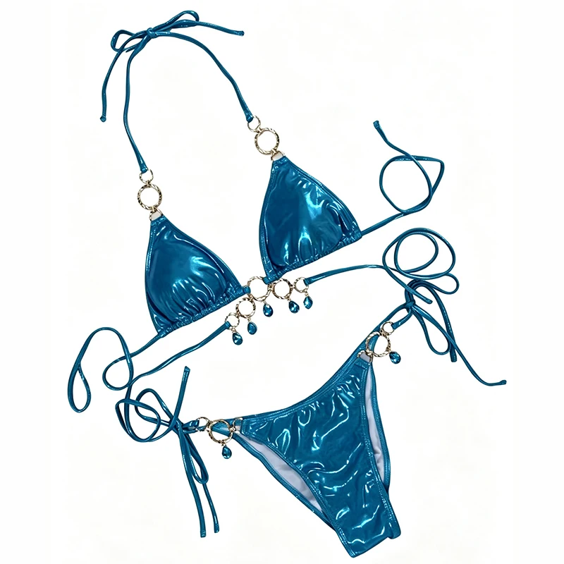 New 2026 Luxury Rhinestones String Bikinis Set Women Summer Beach 2 Piece Swimsuit Female Triangle Swinwears
