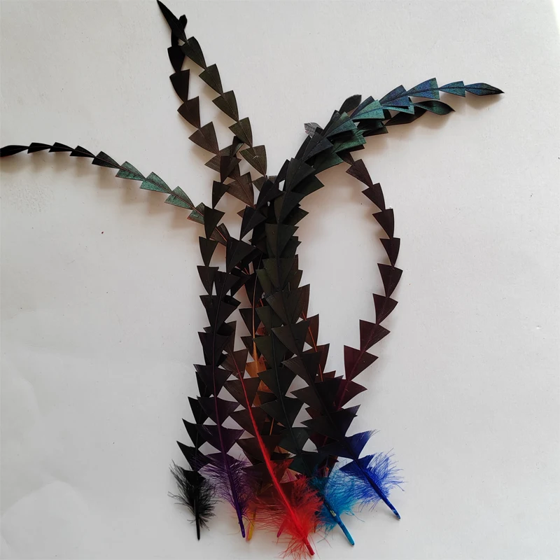 50Pcs  28-33cm Artistic Cut Rooster Coque Tail Feathers,Fish Bone Carved Feather Bunch,8 Colors Available for Craft & Millinery