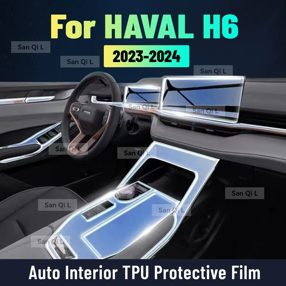 

Car Interior Center Console Media Dashboard Navigation TPU Sticker Protector Film For GWM HAVAL H6 2023 2024 Car Accessories