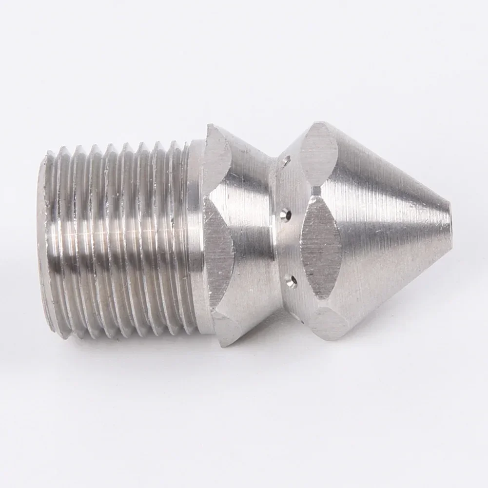 

Dredging Nozzle Sewage 1 Front Hole 8 Rear Holes 0.5mm-1.2mm Hose 3/8BSP Male Steel Brass High Pressure Washer