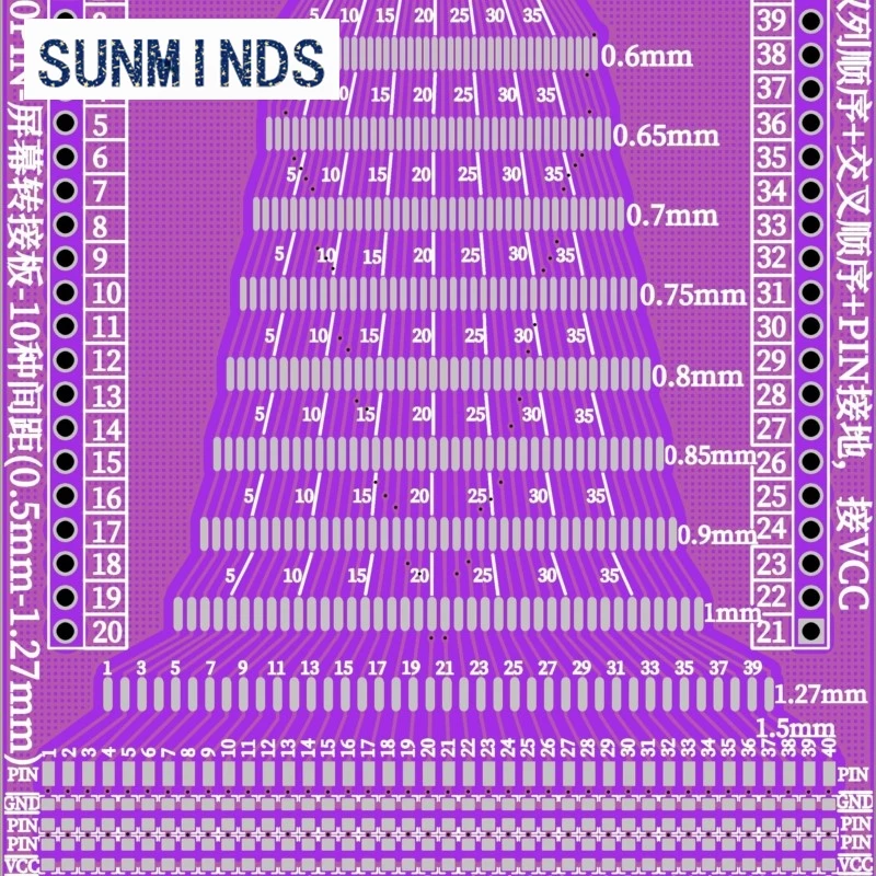 40P FFC/FPC soft wire conversion plate Connecting plate 0.5mm/1.0mm interval to 2.54mm pin arrangement