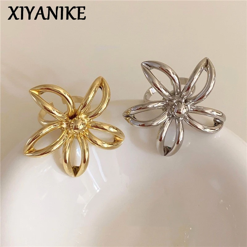 

XIYANIKE Hollow Flower Adjustable Open Rings For Women Girl Hip Hop Punk Trend Fashion New Jewelry Gift Party Birthday anillos