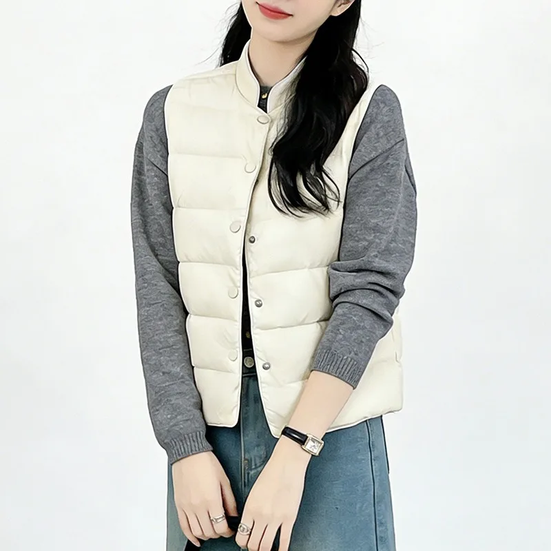 Women's Warm Vests Ultra Light Down Vest Women Waistcoat Portable Warm Sleeveless Winter Liner