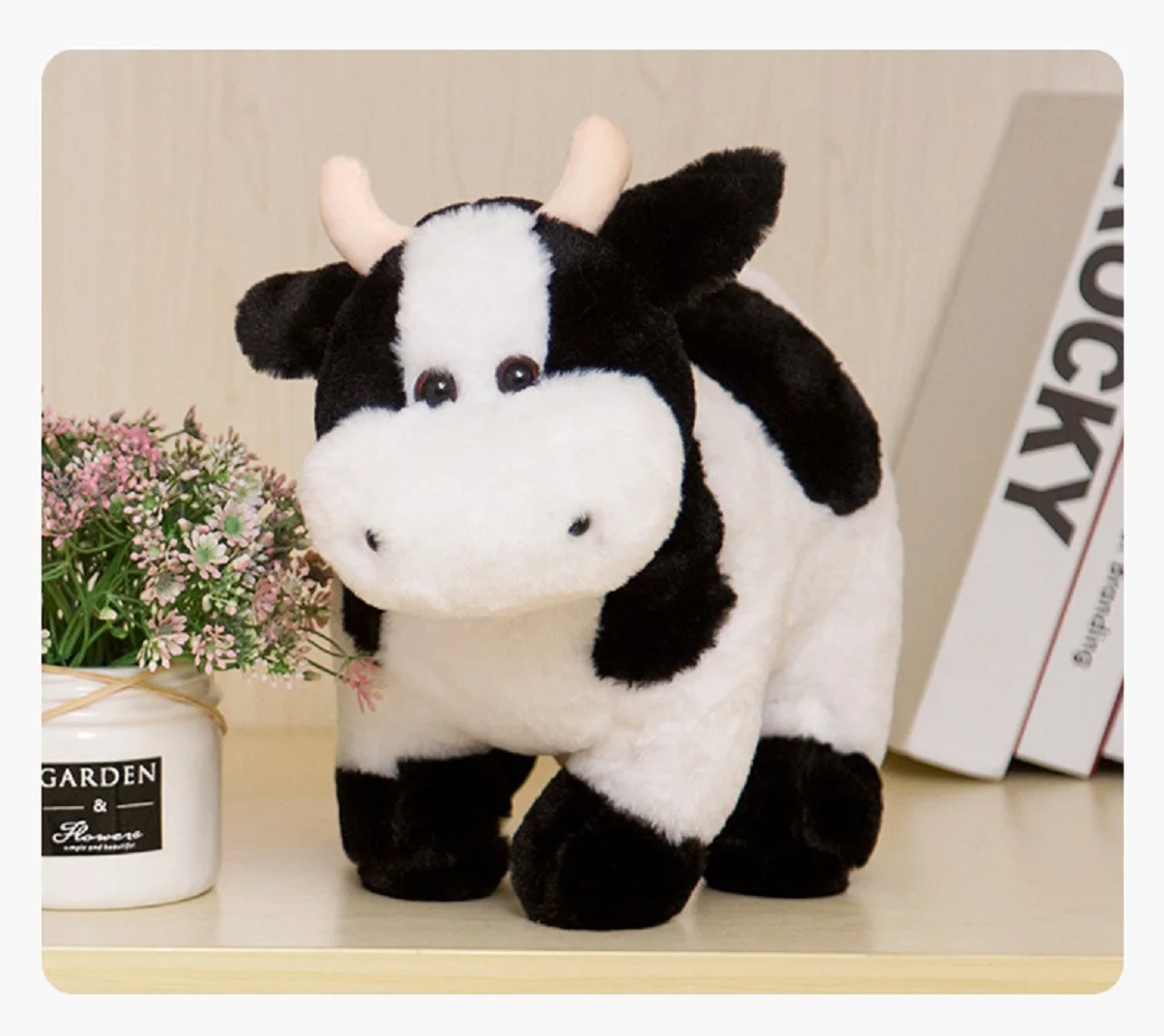 30cm Cute Real-Life Plush Cow Toy Stuffed Lovely Cartoon Doll Gift for All Ages Soft Cuddly Farm Animal Stuffed Toy