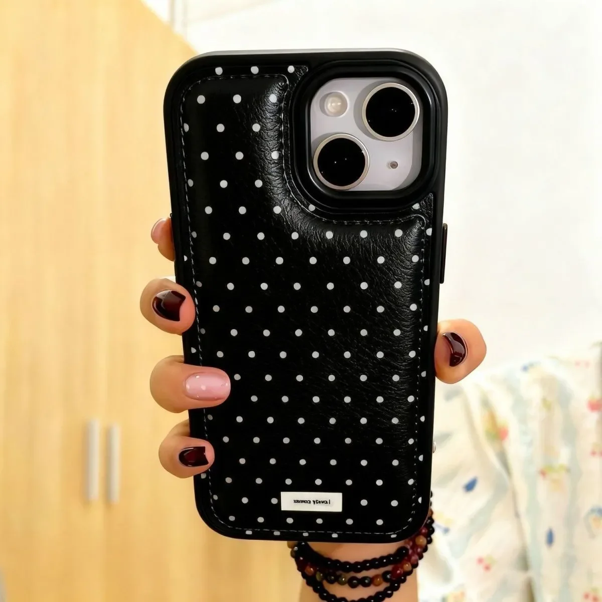 Ins الكورية الكرتون البولكا نقطة الإبداعية الجلود Kawaii جراب هاتف آيفون 17 الهواء 16 15 14 13 12 11 برو ماكس زائد Y2K غطاء لطيف #1