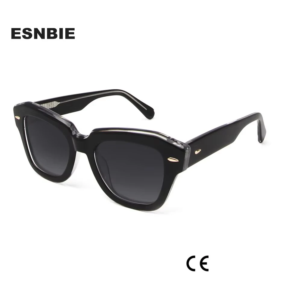 Brand Designer Acetate Cat Eye Sunglasses Women UV400 Polarized Shades Eyewear Glasses Men Rivet Lentes De Sol Para Hombre