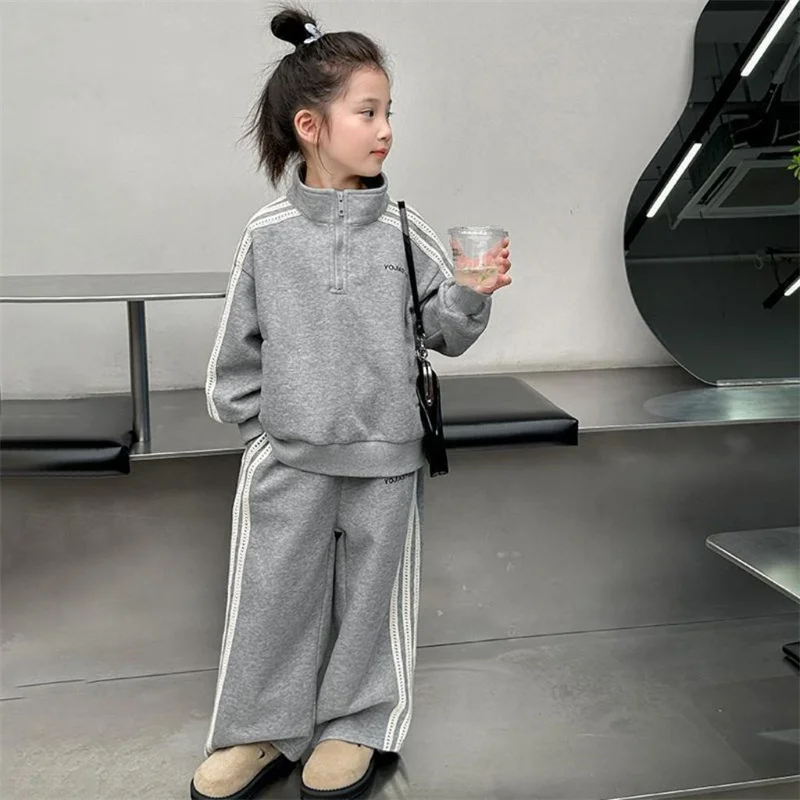 Girls Sweatshirts +Pants Kids Suits 2PCS/Set Cotton 2024 Pullover Spring Autumn Cotton Tracksuit Jogging Suit Christmas Gift Chi