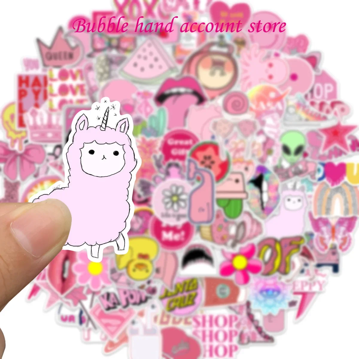 100 Ins Style Pink Preppy Style Stickers for Party Gift Skateboard Motorcycle Scrapbooking Laptop Suitcase Toys