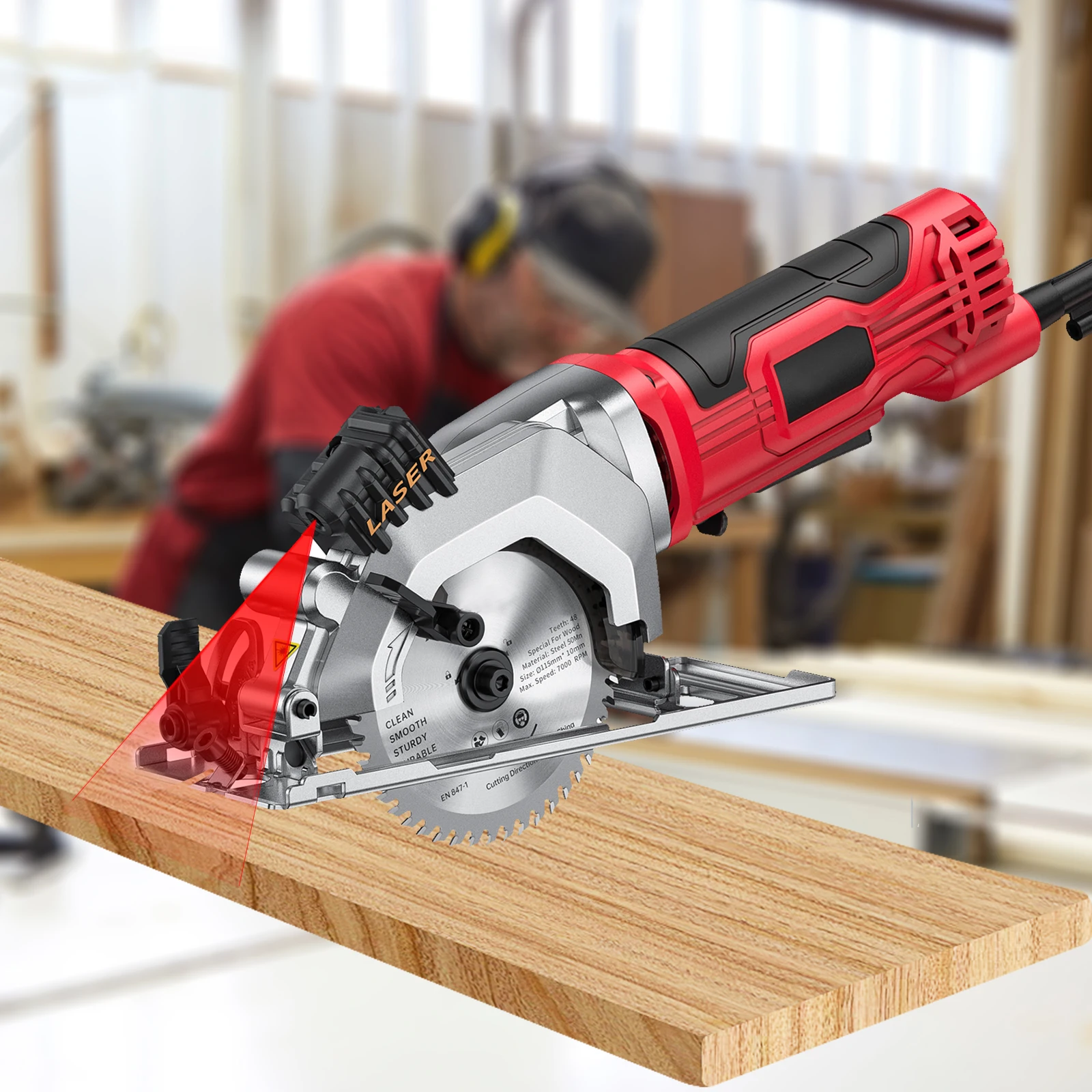 Mini Circular Saw 4.8 Amp Compact Circular Saw 3500RPM Electric Circular Saws Laser Cutting Guide for Wood Tile and Plastic Cuts