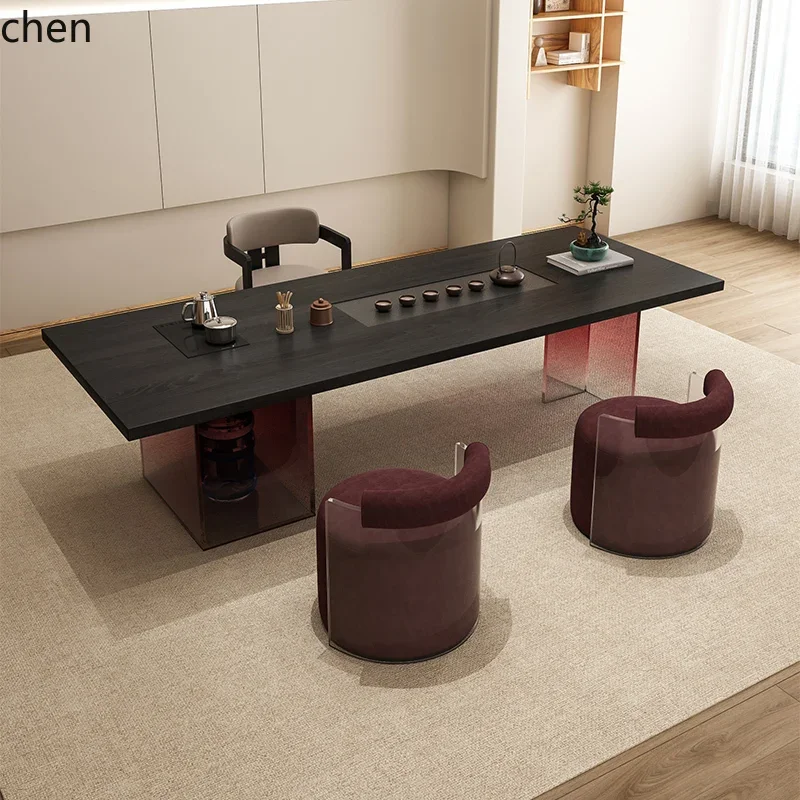 wabi sandy wind new acrylic solid wood large board table and chair combination office, home embedded integrated large board