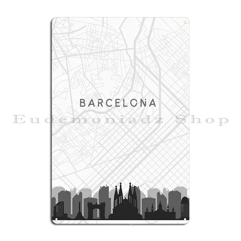 Map Of Barcelona Design Metal Sign Design Pub Club Iron Wall Decor Design Tin Sign Poster