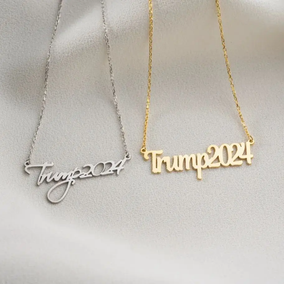 

T-R-U-M-P 2024 Charm Pendant Fashion Exquisite Stainless Steel Necklace for 2024 President Election Supporter Fans