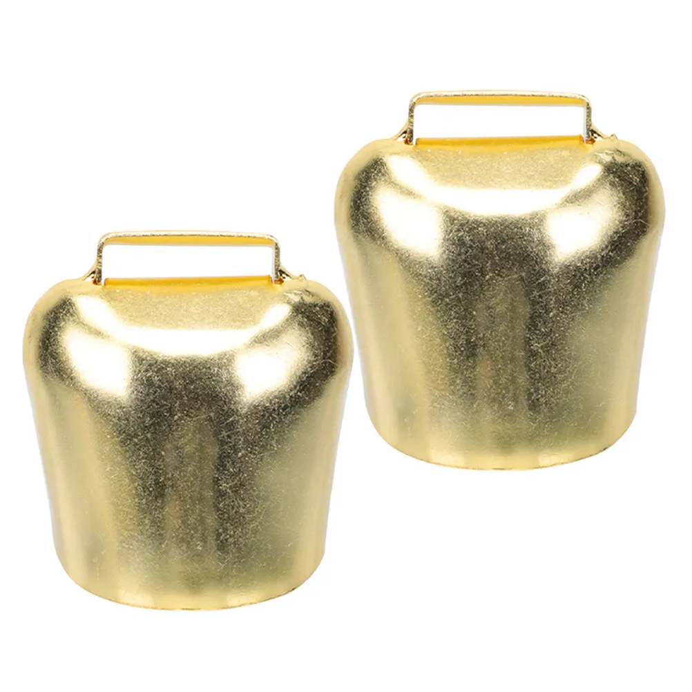 2Pcs Thick Rustic Copper Cowbells Loud Clear Bells Hanging for Sheep Livestock Grazing Vintage Decorative Outdoor Bells