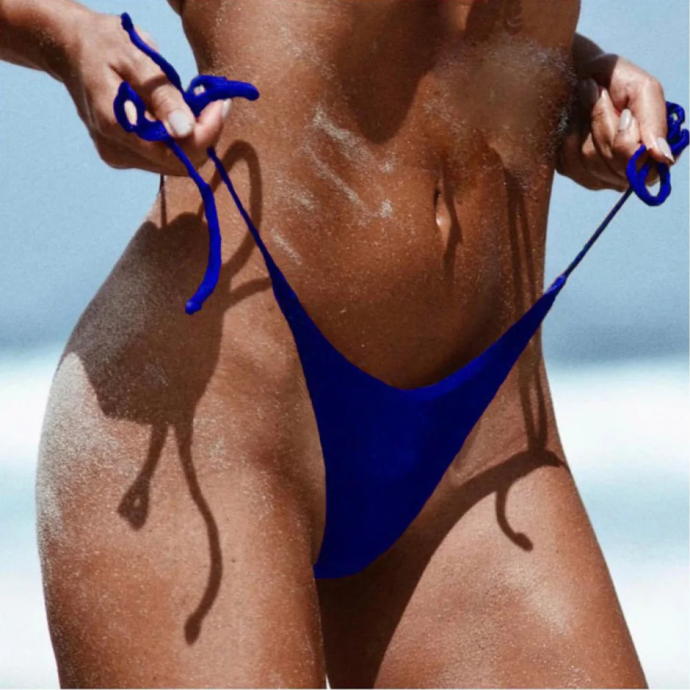 Sexy Women Thong Bikini Bottoms Side Tie Beachwear Swim Briefs Breathable Summer Bathing Suit For Water Sports Swimming